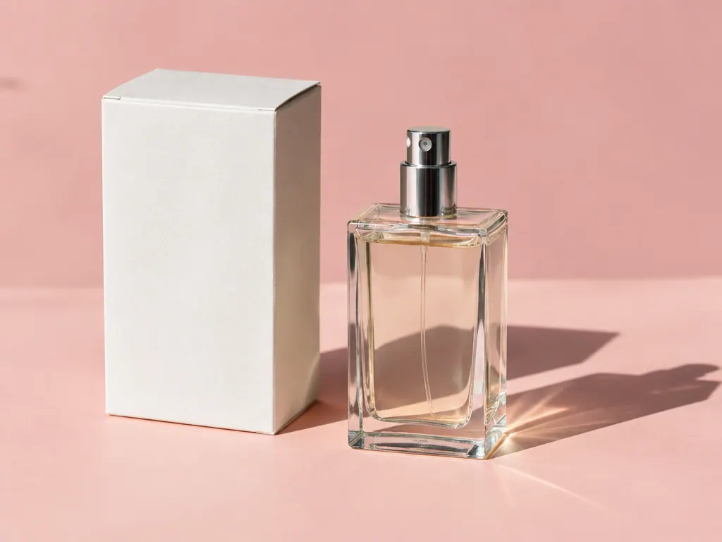 Plain tester box next to a perfume bottle